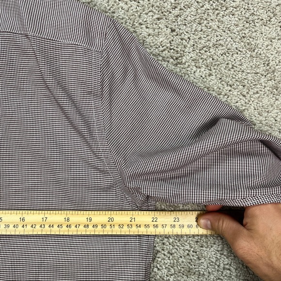Banana Republic Mens M Burgundy Red White Houndstooth Standard Fit Dress Shirt - Picture 5 of 7